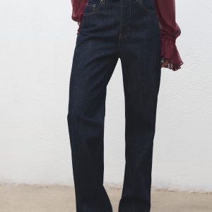 Straight-leg jeans with placket