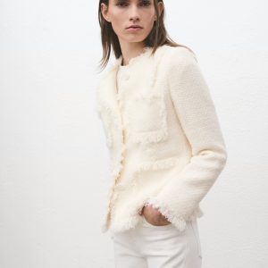 Tweed jacket with frayed ends