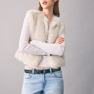 Fur-effect cape vest