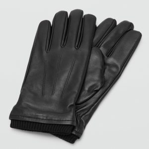 100% leather gloves with ruffled detail