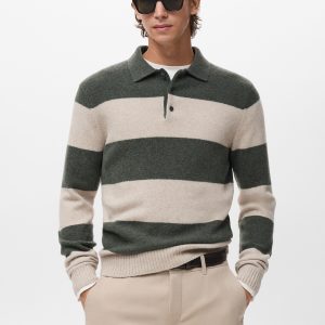 Knitted wool blend polo sweater