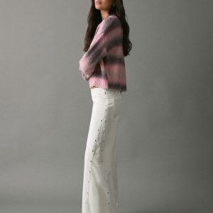 Wide leg jeans with studs