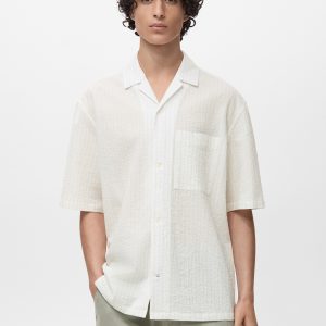 Wrinkled-effect pinstripe shirt