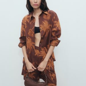 Palm print cotton shirt