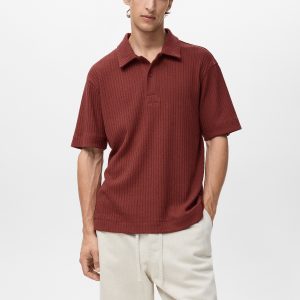 Textured knitted polo shirt