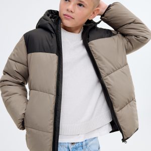 Bicolour quilted anorak