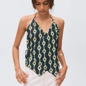 Halter-neck crossover top