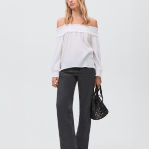 Straight-fit jeans with rhinestones