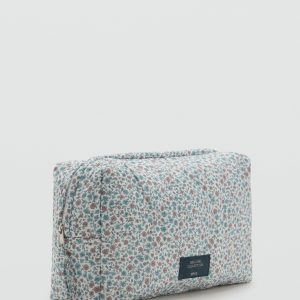 Floral-print cosmetic bag