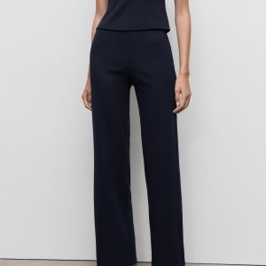 Straight-fit pants with elastic waist