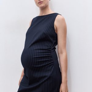 Boat-neck pinstripe dress