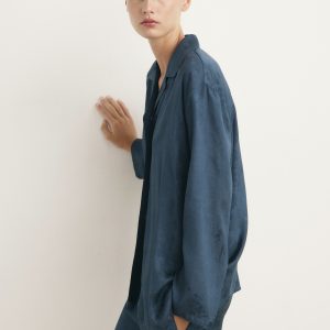 Jacquard satin pajama shirt