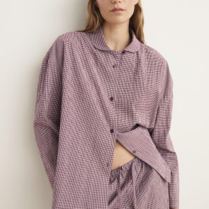 Two-piece cotton pajamas in gingham check