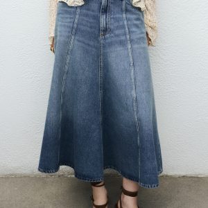 Denim midi-skirt