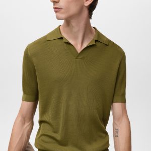 Cotton polo shirt with microstructure