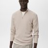 Ribbed sweater with zip neck