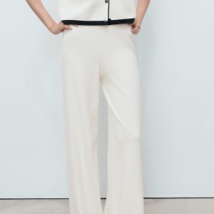 Contrasting low-rise knitted pants