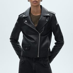 Leather biker jacket