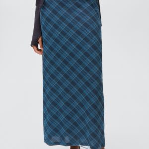 Checked long skirt