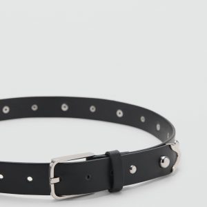 Studded faux-leather belt