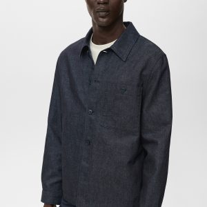 Denim overshirt with pocket