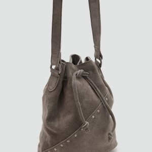 Bucket bag leather with studs