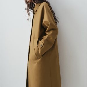 100% cotton long trench coat