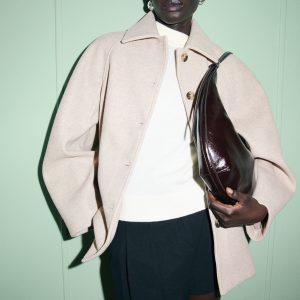 Short coat with notched lapel collar