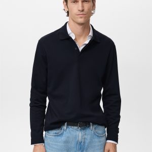 Regular-fit knitted polo sweater