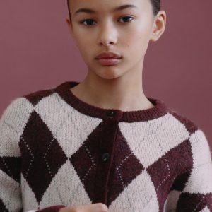 Argyle pattern knit cardigan