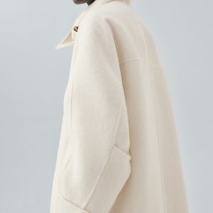 Wool funnel-neck coat