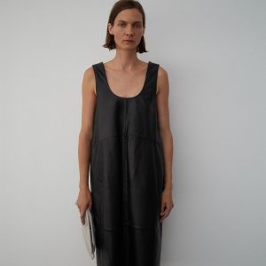 100% leather midi-dress