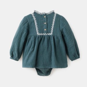 Dress and frog with embroidered details