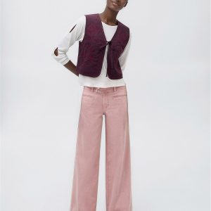 Floral-embroidered vest