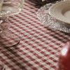 Gingham checked linen tablecloth for 2 to 4 diners