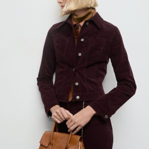 Velvet bomber jacket with stitching