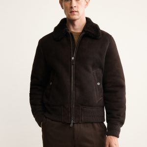 100% suede shearling bomber jacket