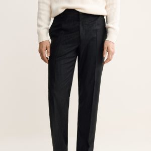 100% virgin wool regular-fit pinstripe trousers