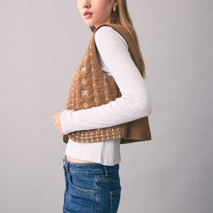 Embroidered quilted vest