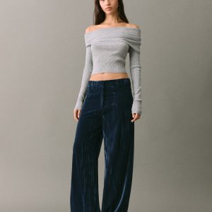 Straight velvet pants