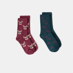 2 pack Christmas printed socks