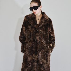 Textured faux-fur coat