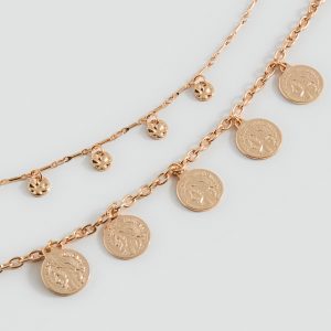 Coin double necklace