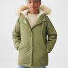 Anorak with shearling-effect hood