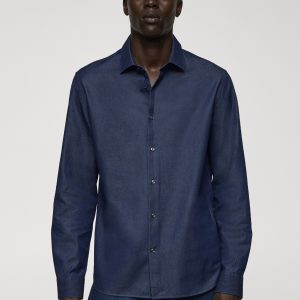 Regular-fit cotton chambray shirt