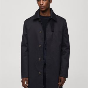 Cotton trench coat with collar detail