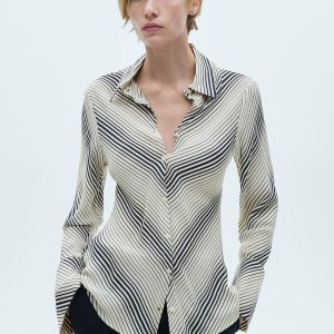 Striped shirt with flared sleeves