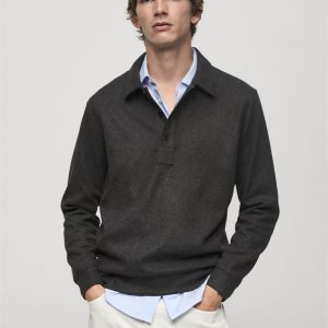 Regular fit sweatshirt-fabric polo shirt