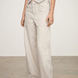 Striped wide leg jeans