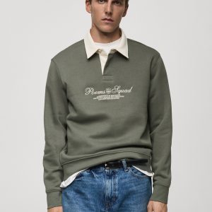 Polo sweatshirt with front text